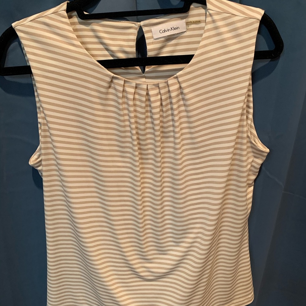 Calvin Klein top - tan and white striped